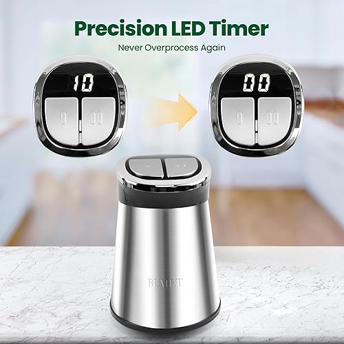 Miniatura 3 de tazones 2X12 tazas 800W procesador de alimentos eléctrico con temporizador LED. Cuchilla de 3 niveles con 6 filos para picar, cortar, ideal como