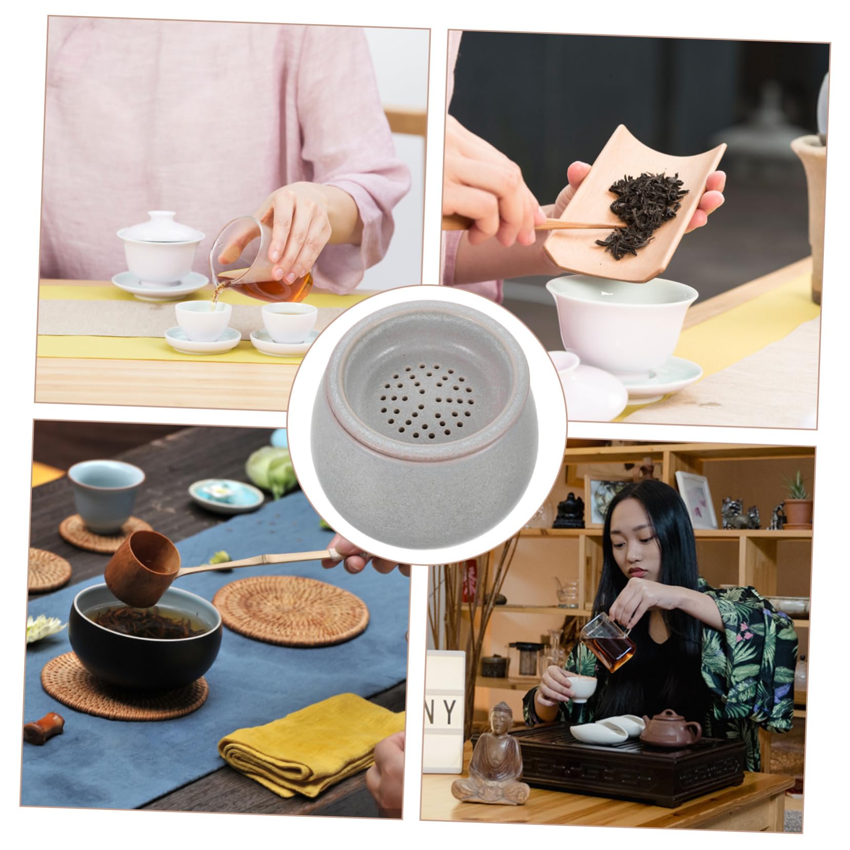 LABRIMP Ceramiczny Elegancki Dzbanek Do Filiżanek z Wbudowanym Filtrem i Pokrywką Pojemnik Odpady Herbaciane o Dużej Pojemności Do Ceremonii Herbacianych i Spotkań Rodzinnych
