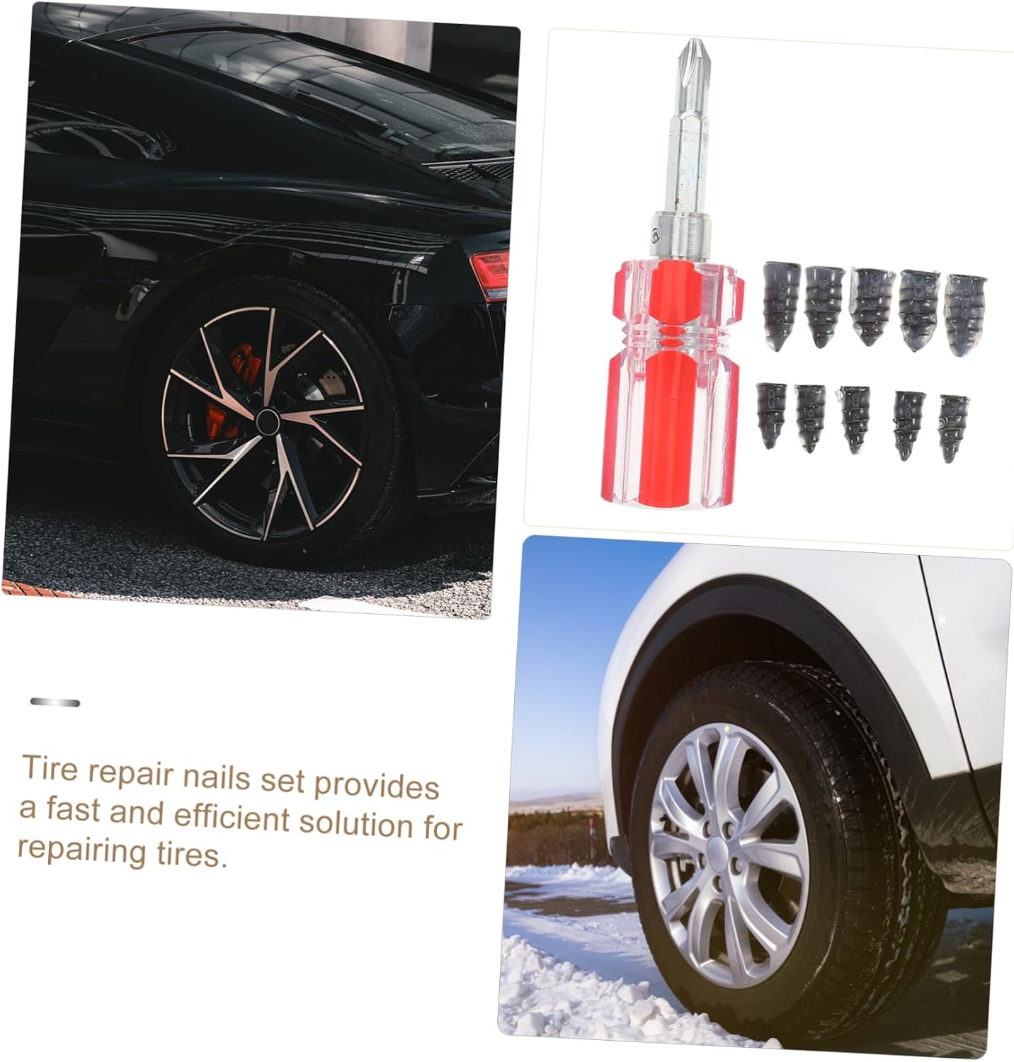 SUPVOX Heavy Duty Tire Plug Kit Tire Repair for Cars Motorcycles More Quick Puncture Fix with Screwdriver Durable Rubber Nails