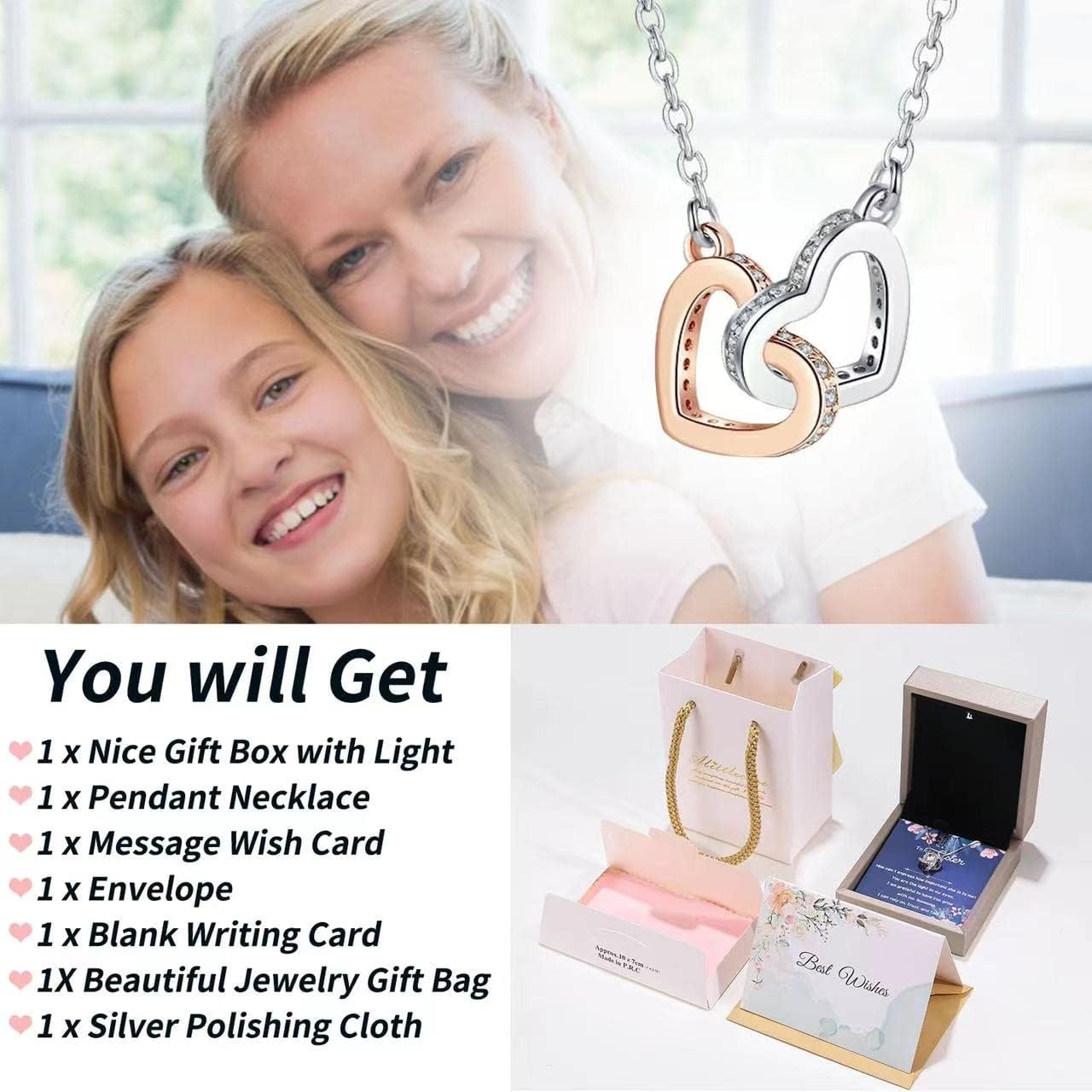 Granddaughter Necklace From Grandmom - Interlocking Heart Necklace Filled With My Love - Gift for Granddaughter On Birthday/Christmas/Mother's day/Graduation/Wedding/Valentines - Image 6