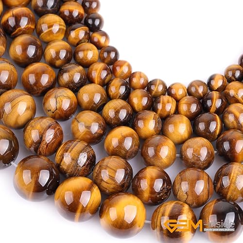 Miniatura 4 de GEM-Inside - Cuentas sueltas de ojo de tigre natural de 0.71 pulgadas (0.709 in), cuentas redondas de cristal energético para hacer joyas, 15