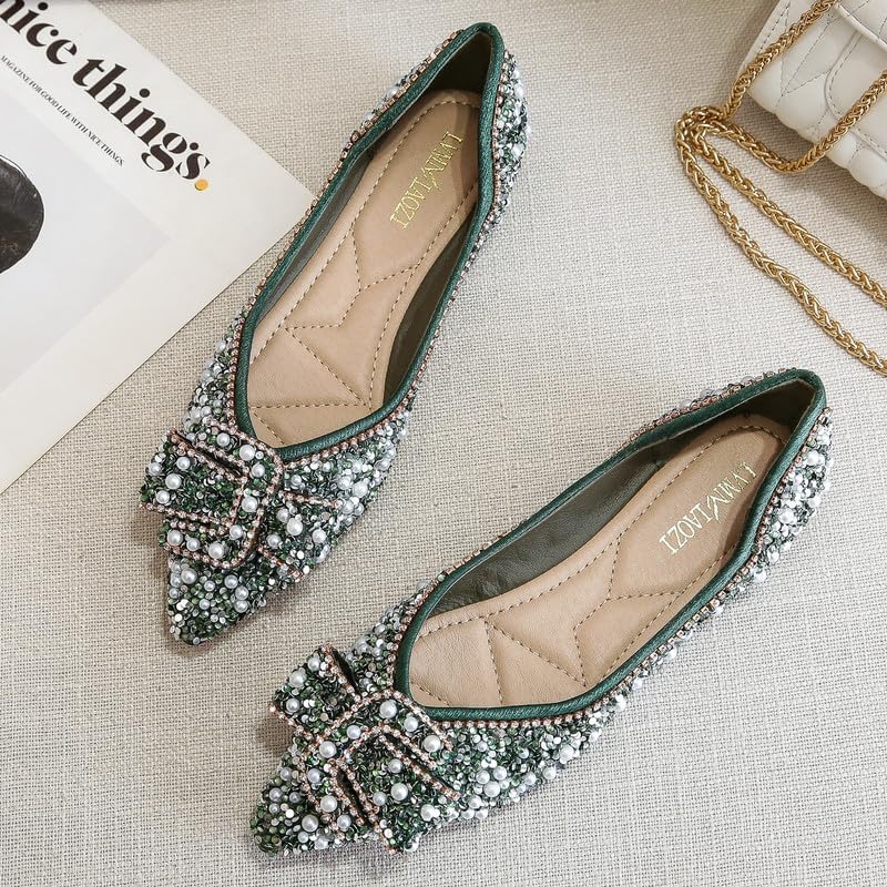 Women's Flats Comfortable Pointed Rhinestone Ballet Flats for Women Sparkle Elegant Dress Flats3