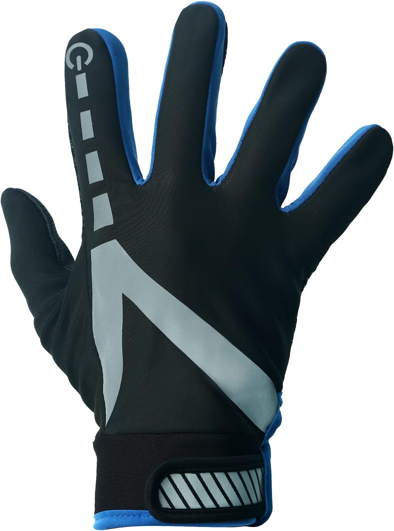 Polycotton Camping and Hiking, Fishing, Cycling Winter Gloves with Velcro Buckle & Touch Screen Feature - Blue & Black
