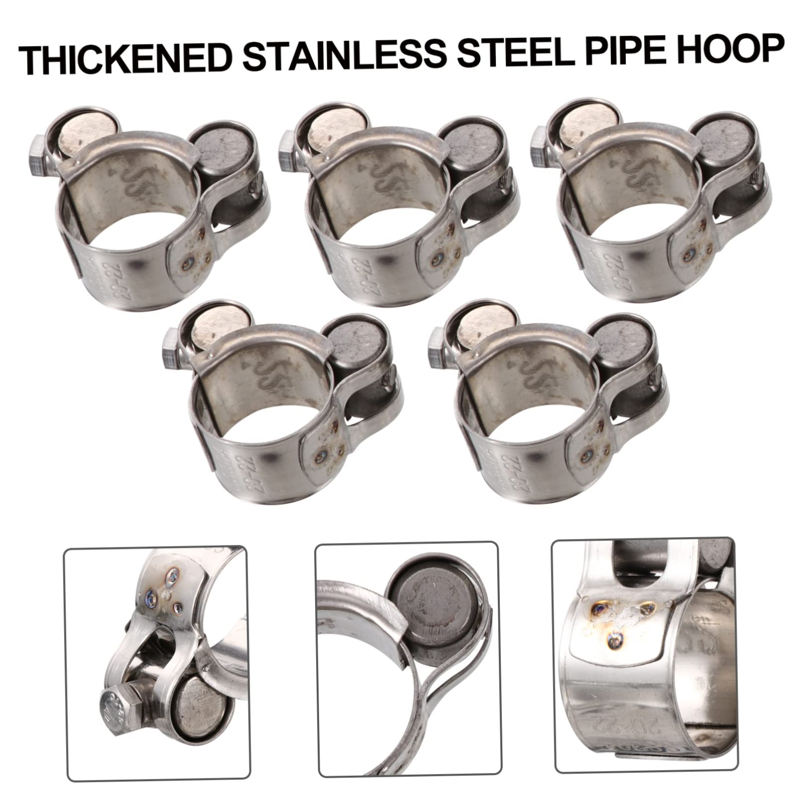 FUNOMOCYA Adjustable Single Head Hoop Clamp 5pcs Heavy Duty Stainless Clamps for Automotive Hoses