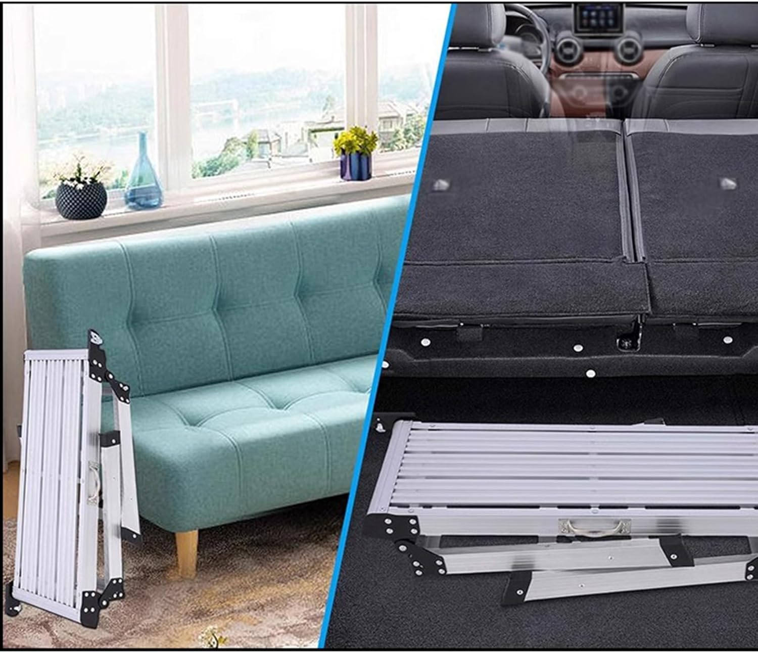 Folding Aluminum Work Platform 29.5 inch Step Ladder 330lbs Capacity Heavy Duty Scaffolding Bench for Drywall Safety Step Stool