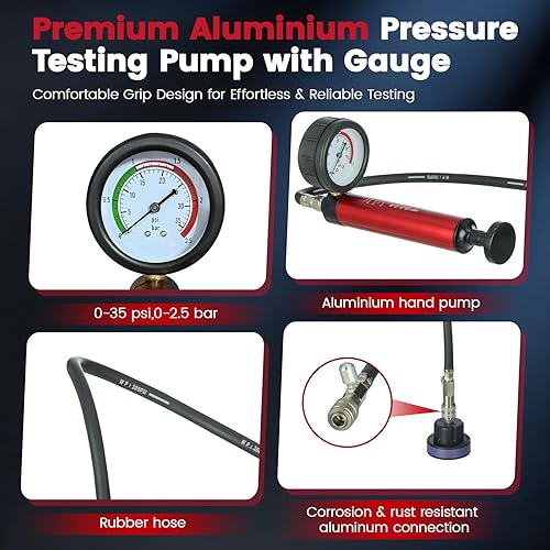 Miniatura 4 de WNZ Coolant Pressure Tester Kit, 28PC Radiator Pressure Tester Kit, Radiator Cooling System Pressure Tester Kit with Vacuum Pump Vacuum Purge &
