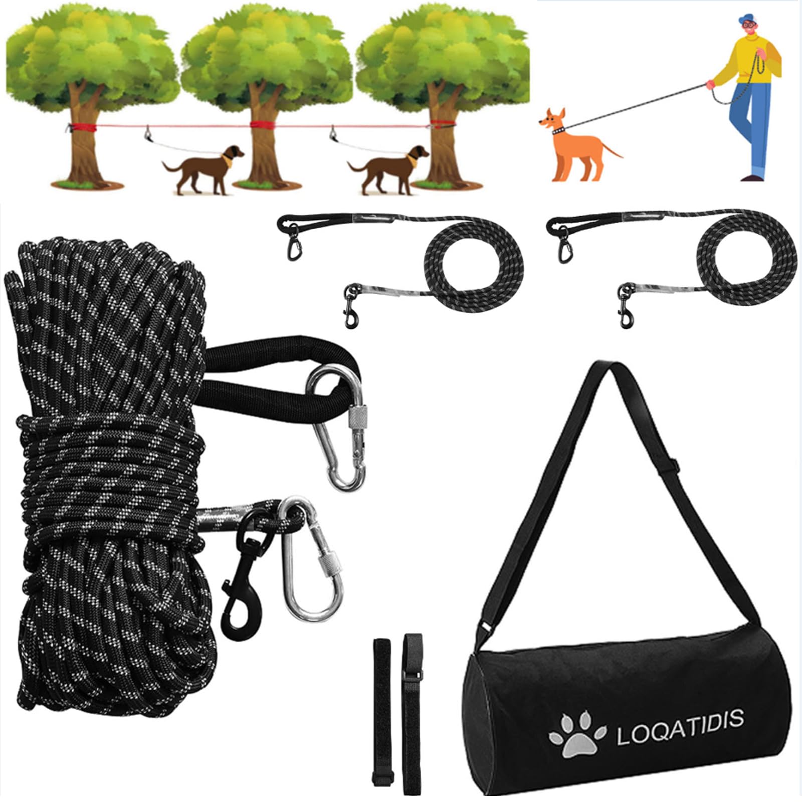 Laisse pour chien de camping 30m pour attacher votre animal en extérieur sans nœud
