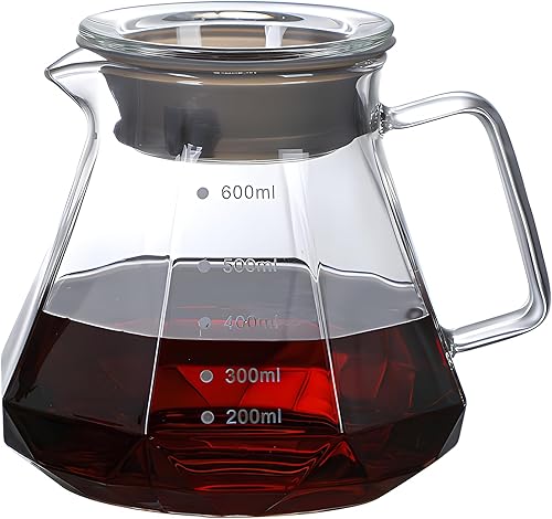 Miniatura 8 de Servidor de café de vidrio para cafetera de goteo, jarra de café de vidrio estándar, cafetera con tapa, transparente, 01 12.2 fl oz (12 oz)