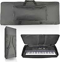 Capa Bag Super Luxo Acolchoada Para Teclado Musical Roland Psr-sx700 Impermeável Reforçada Profissional Espuma Densa Alça Mochila Preta Premium Proteção Completa teclado sx700 61 teclas semi case