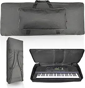 Capa Bag Super Luxo Acolchoada Para Teclado Musical Roland Psr-sx700 Impermeável Reforçada Profissional Espuma Densa Alça Mochila Preta Premium Proteção Completa teclado sx700 61 teclas semi case