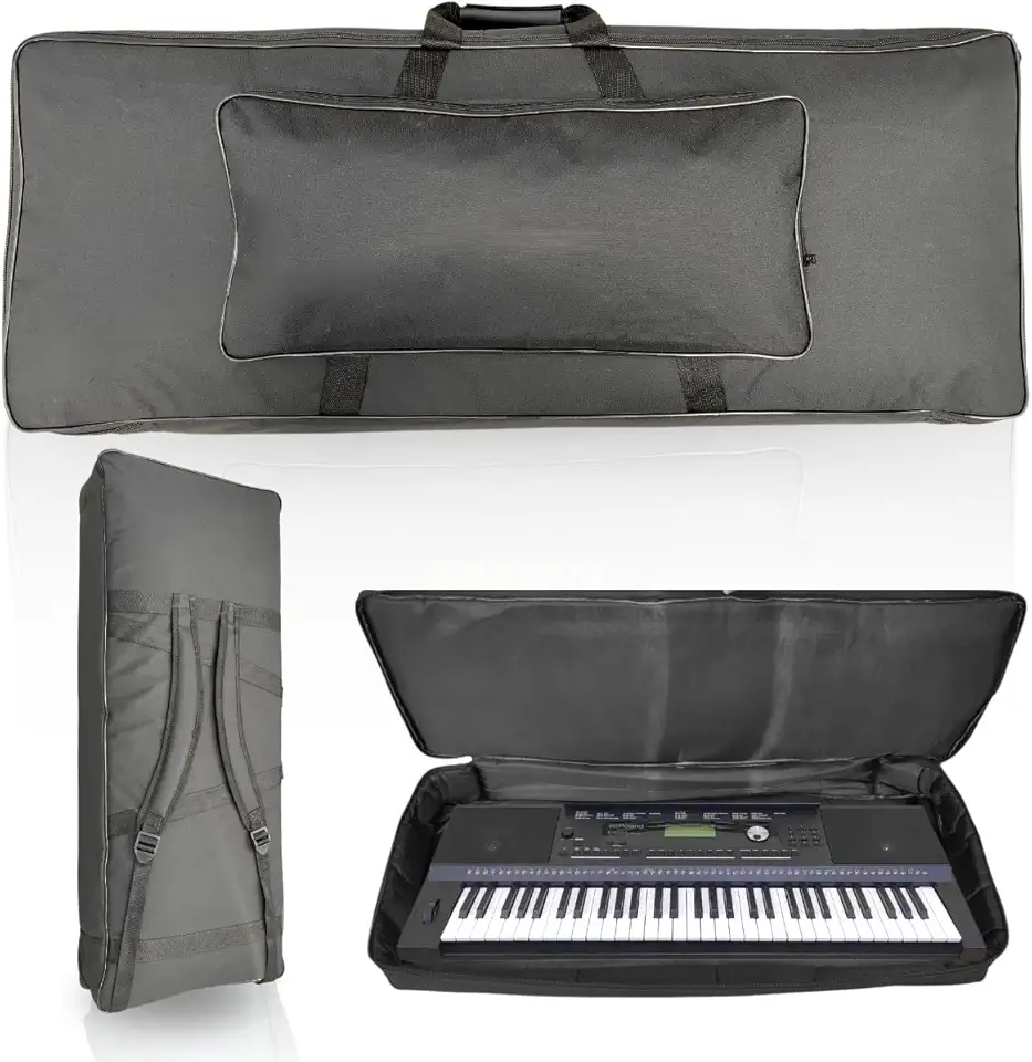 Capa Bag Super Luxo Acolchoada Para Teclado Musical Roland Psr-sx700 Impermeável Reforçada Profissional Espuma Densa Alça Mochila Preta Premium Proteção Completa teclado sx700 61 teclas semi case
