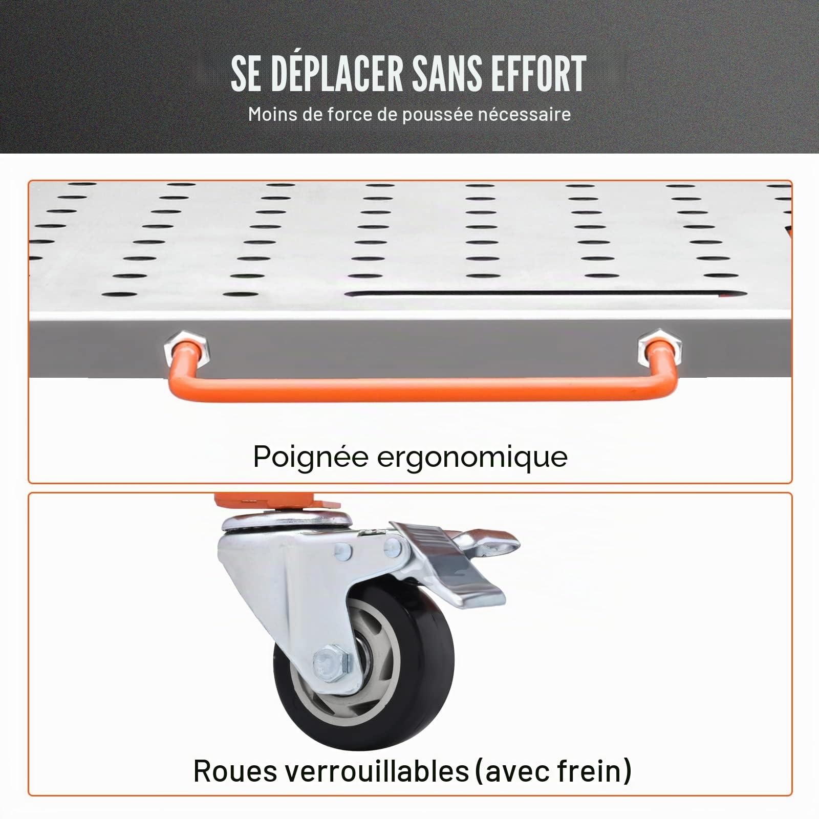 VEVOR Table de Soudure 91,4 x 45,7 cm Établi de Soudage Charge 544 kg Établi Travail Acier sur roulettes à Frein 2 Niveaux 4 Fentes d'Outils Trous de Fixation 1,6 cm pour Réparation Soudage Bricolage