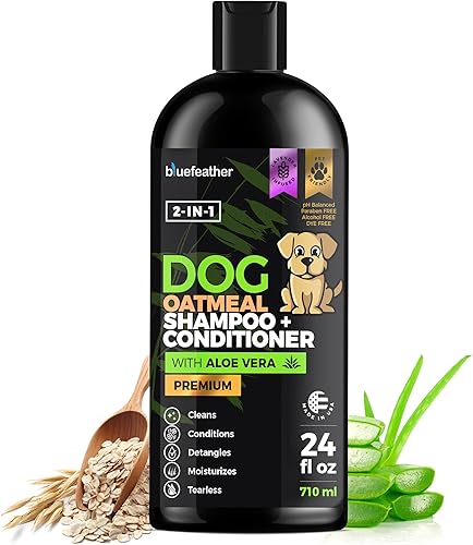 Lavender Oatmeal - Champú y acondicionador 2 en 1 para perros para piel seca y sensible a la picazón - Champú hipoalergénico hidratante - Lavado de