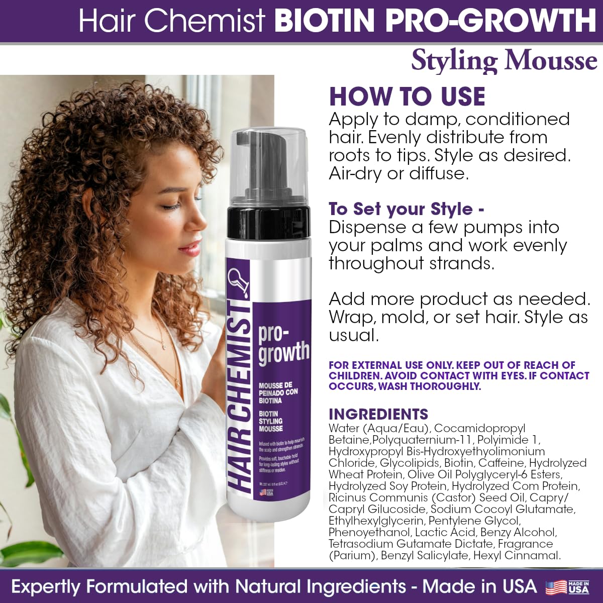Hair Chemist Biotin Styling Mousse 8 oz.
