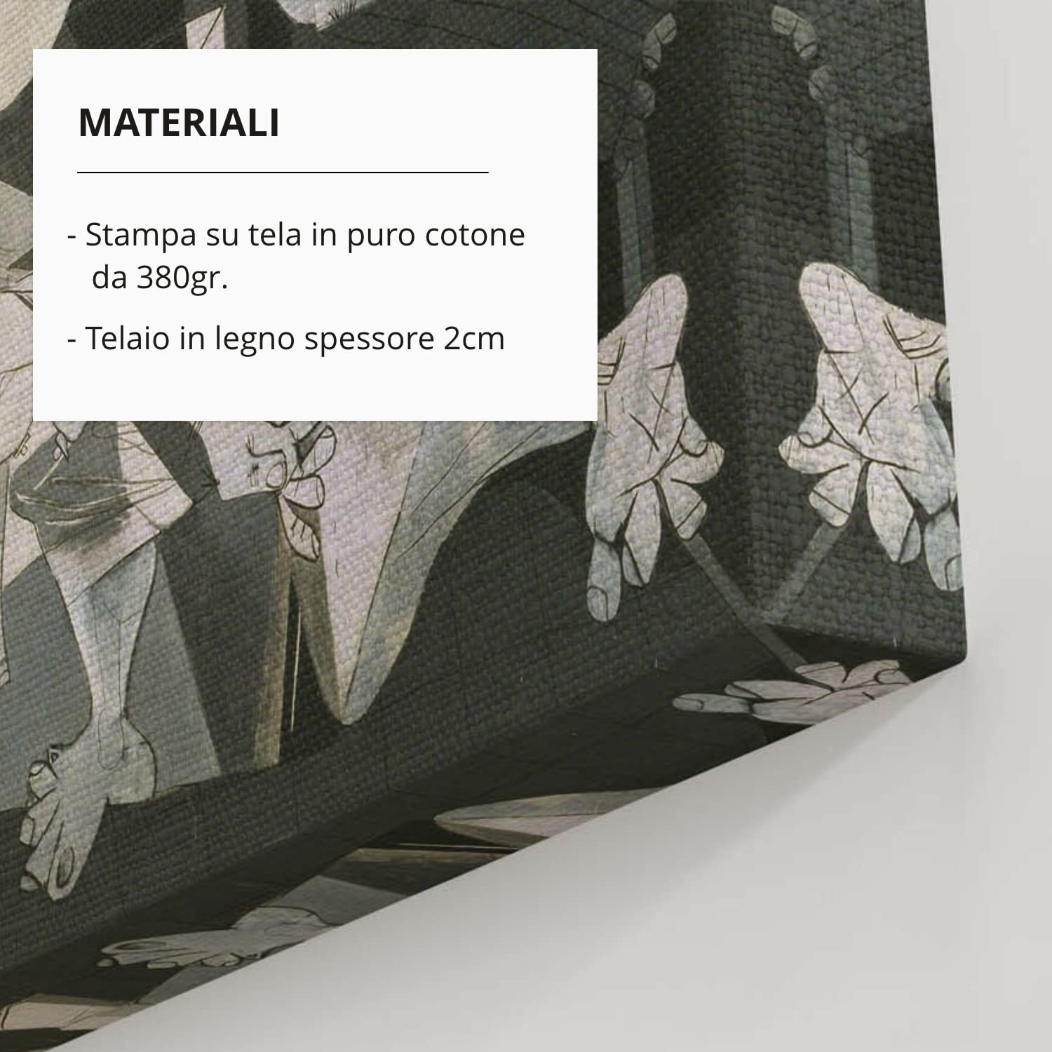 ShopArt Fine Art Prints Quadro - Pablo Picasso, Guernica - Stampa su Tela - Riproduzione Artigianale Digitalizzata - Pronto da Appendere, 80x160 cm
