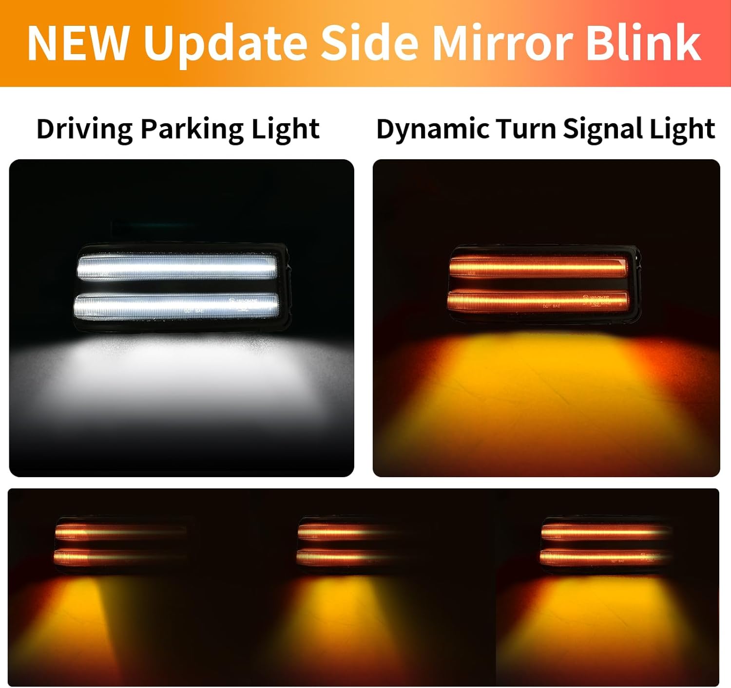 LED tow Mirror Blinker Compatible with 2020-2024 Silverado/Sierra 2500 3500 Switchback Sequential Dynamic Amber Turn Signal, White Driving/Parking Light, 2PCS Smoke Lens