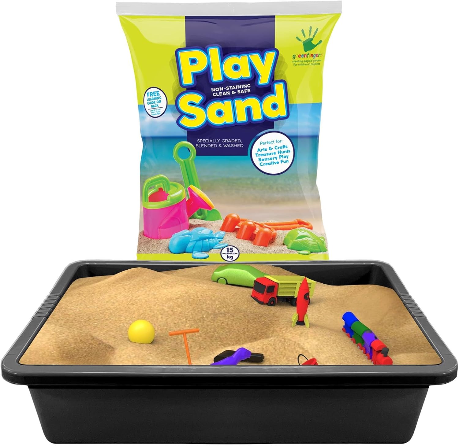 simpa Black Large Plastic Rectangular Deep Sand Pit Play with 15kg Bag