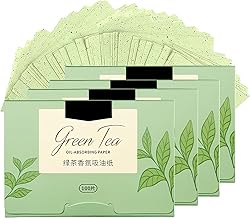 400 Sheets Oil Blotting Paper, Natural Facial Oil Absorbent Paper for Oily Skin Care, Oil Control Papers for Women and Men (Green Tea)