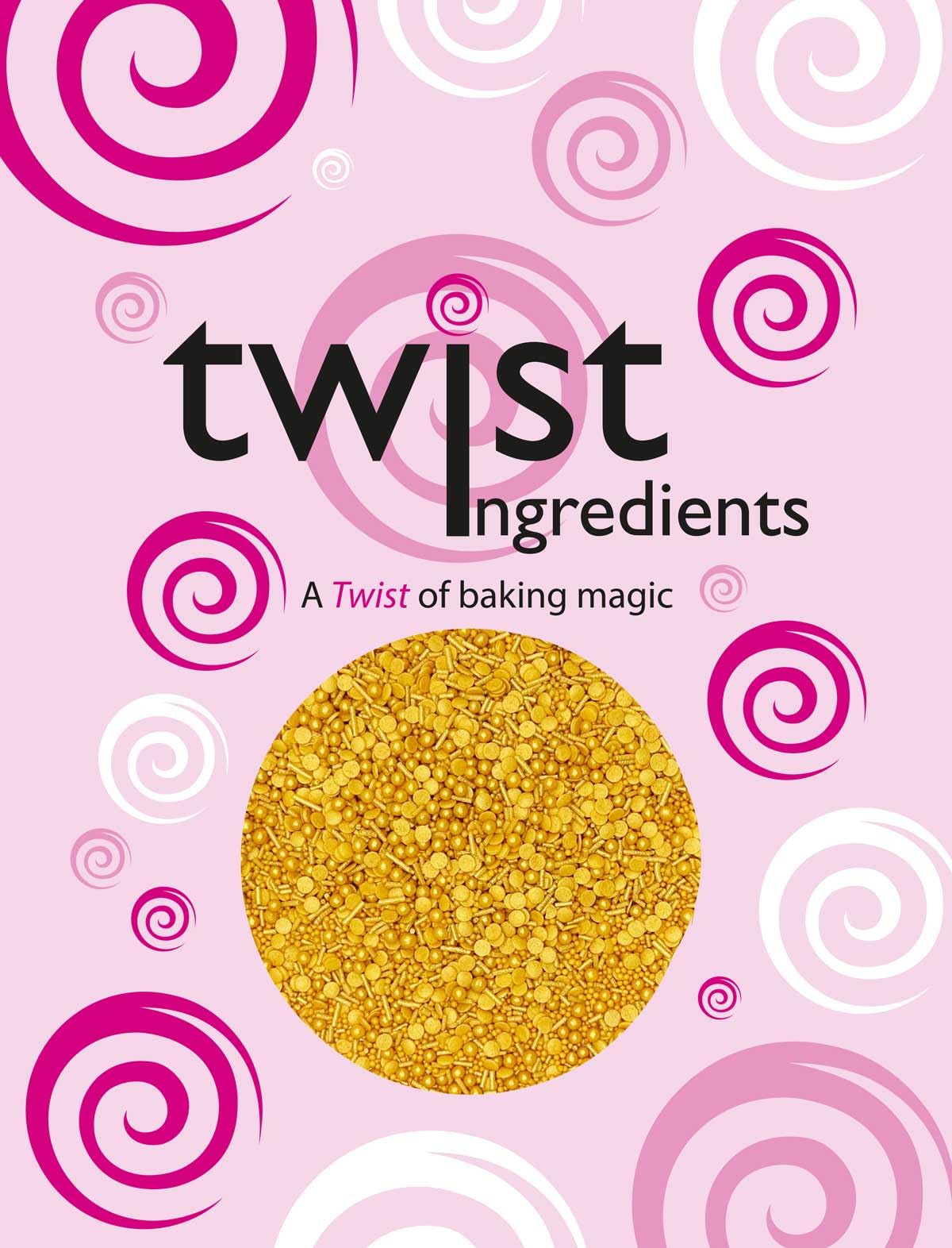 Twist Ingredients - Glimmer Gold Cake Topper Sprinkles - 800g Edible Shimmer Cupcake Decorations - Weddings, Christenings & Birthday Parties - Colour Medley