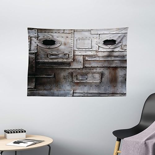 Industrial Tapestry Decoración por ambesonne, oxidadas Hierro Ojo de Buey Grunge estilizados rayado Acero Factory entrada Retro Arte Imagen, para