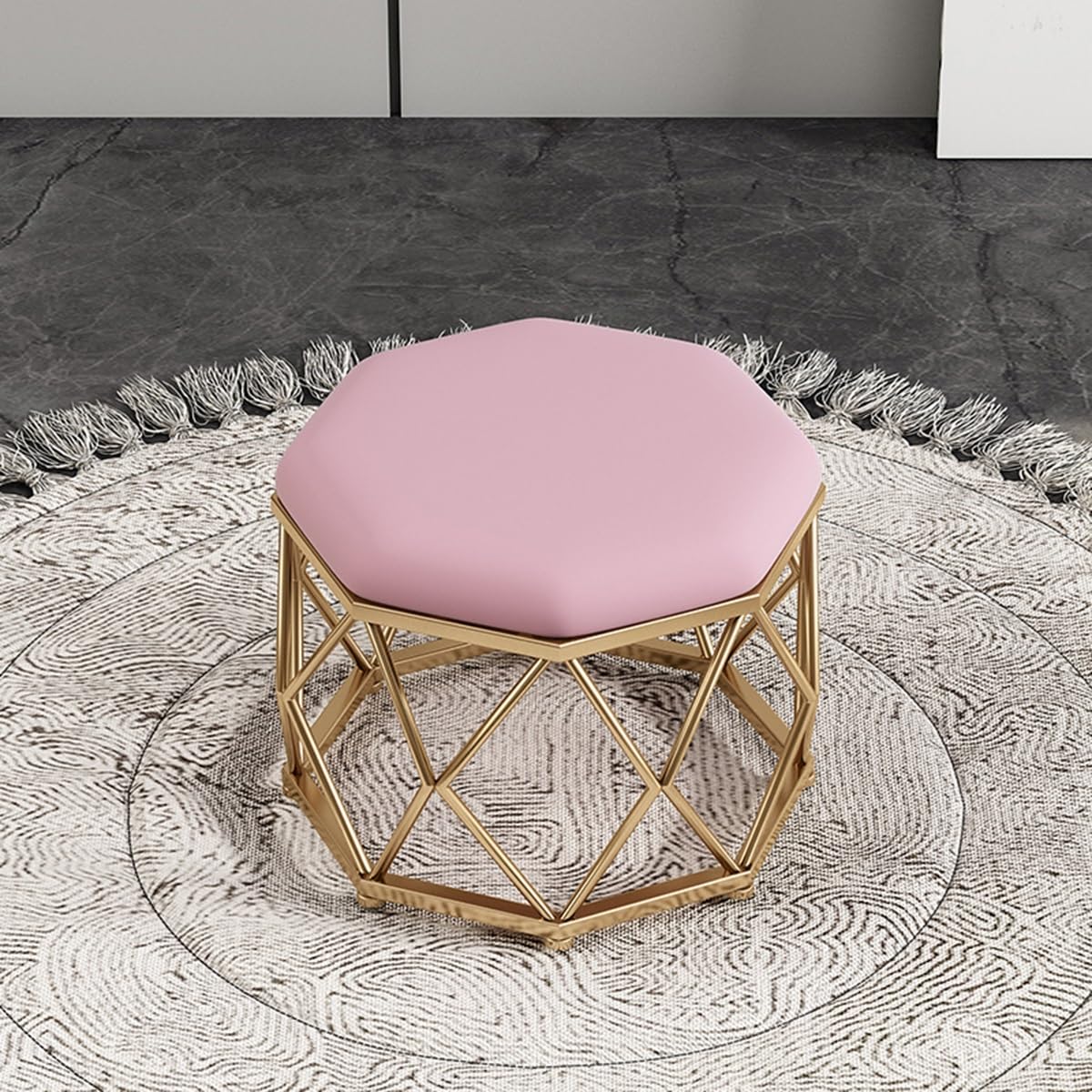 Siège de tabouret moderne rose pouf rembourré salon et chambre