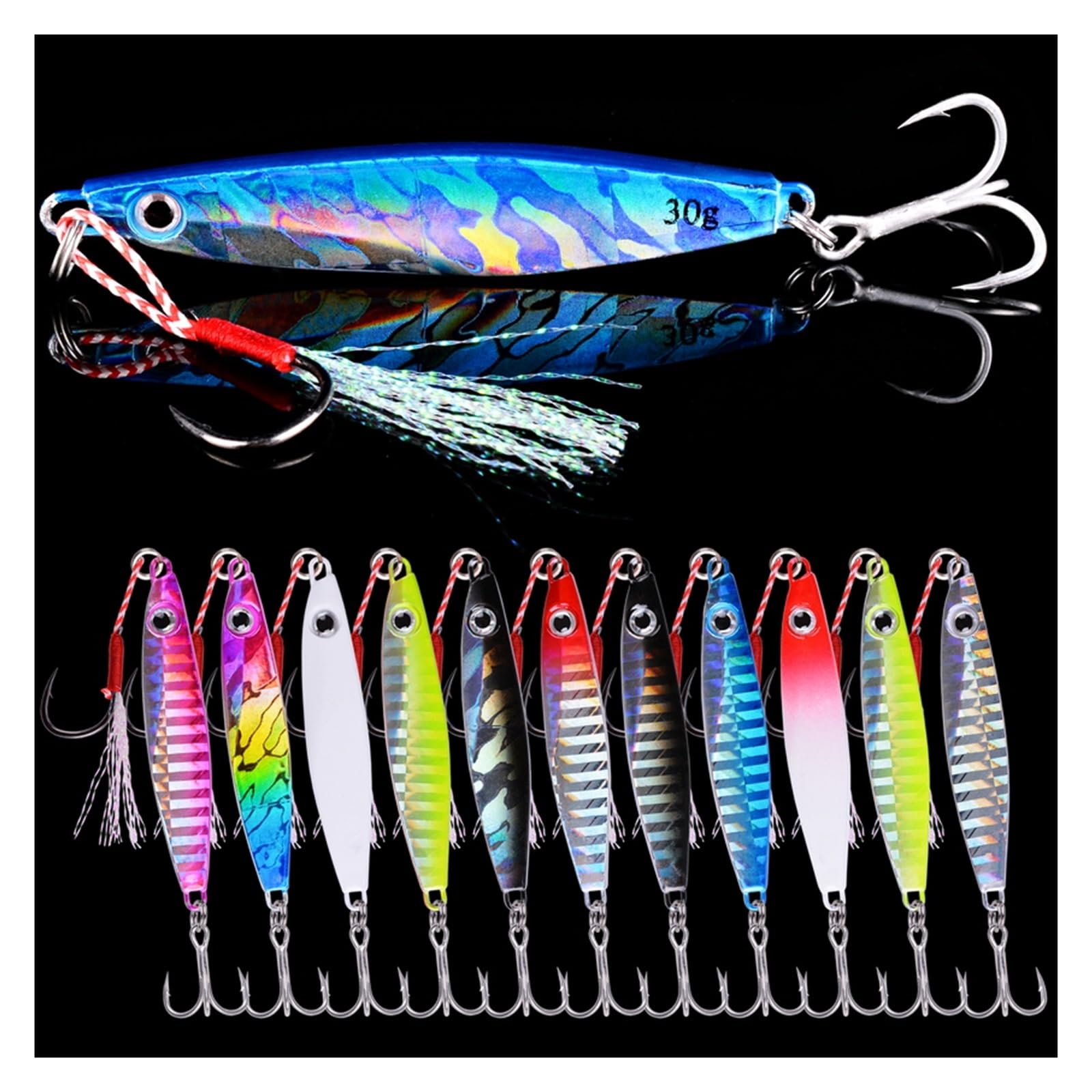 INEOUT 12pcs Esche da Pesca in Metallo Jig 7g 12g 17g 22g 30g 40g Maschere Pesca in Mare Cucchiaio Esca Affondamento Esca Jigging Vibe Lama for Luccio Spigola