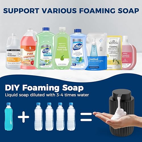 Miniatura 5 de Dispensador de jabón de manos de espuma de cerámica, dispensadores de jabón de baño de 12 onzas, dispensador de loción para cocina, dispensador de