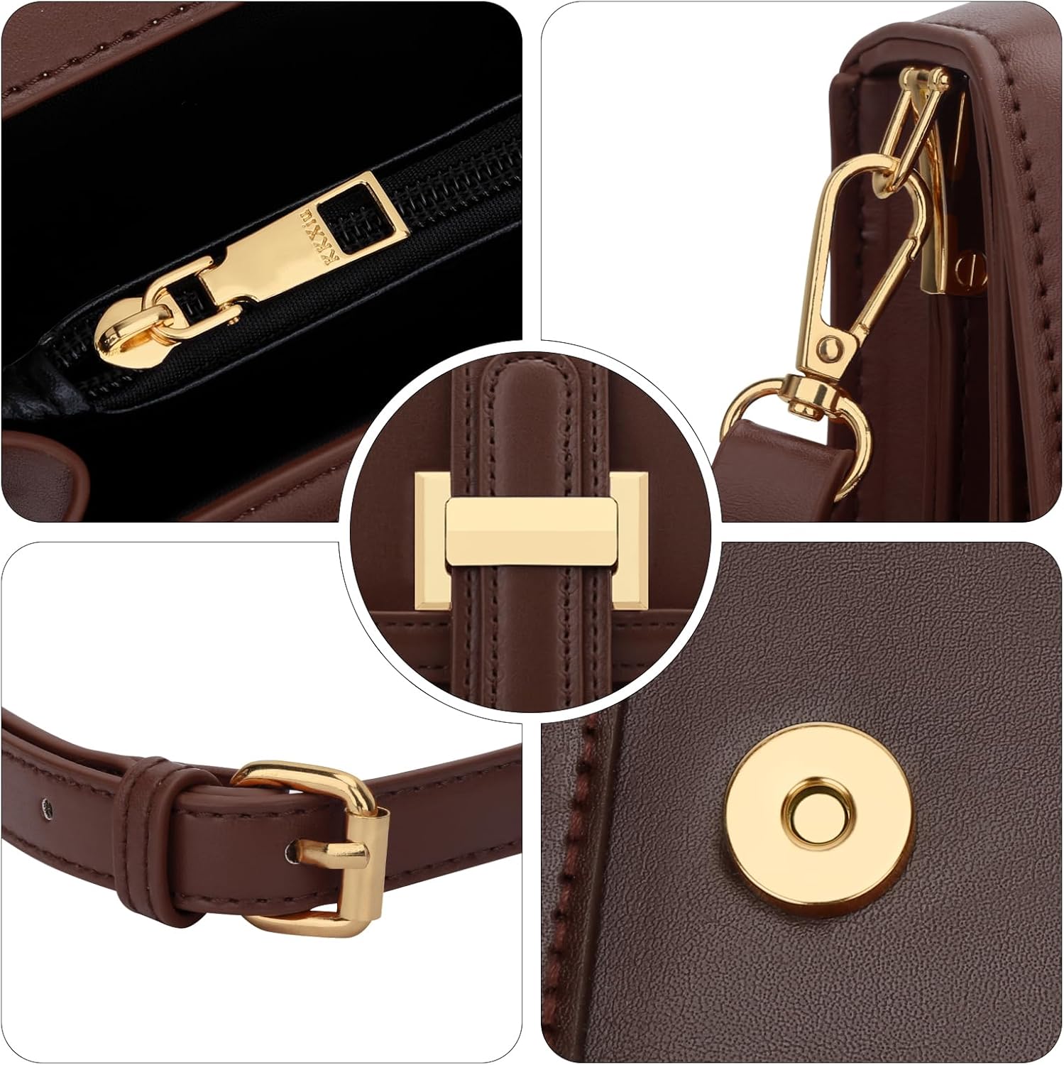 KKXIU Crossbody Bags for Women - Top Handle Purses for Lady, Leather Handbags Shoulder Clutch with Adjustable Shoulder Strap