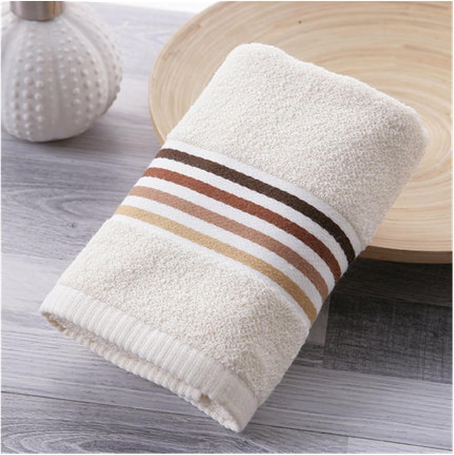 3 Pack Cotton Towels 72x34cm, Thick Absorbent Jacquard Weave Bath and Wash Towels, Soft(Brown)