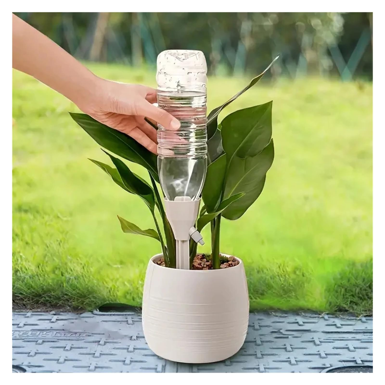 Dispositivo automatico for l'irrigazione dei fiori for piante in vaso domestiche, velocità di gocciolamento regolabile quando si esce, gocciolatore for irrigazione automatica(Beige)