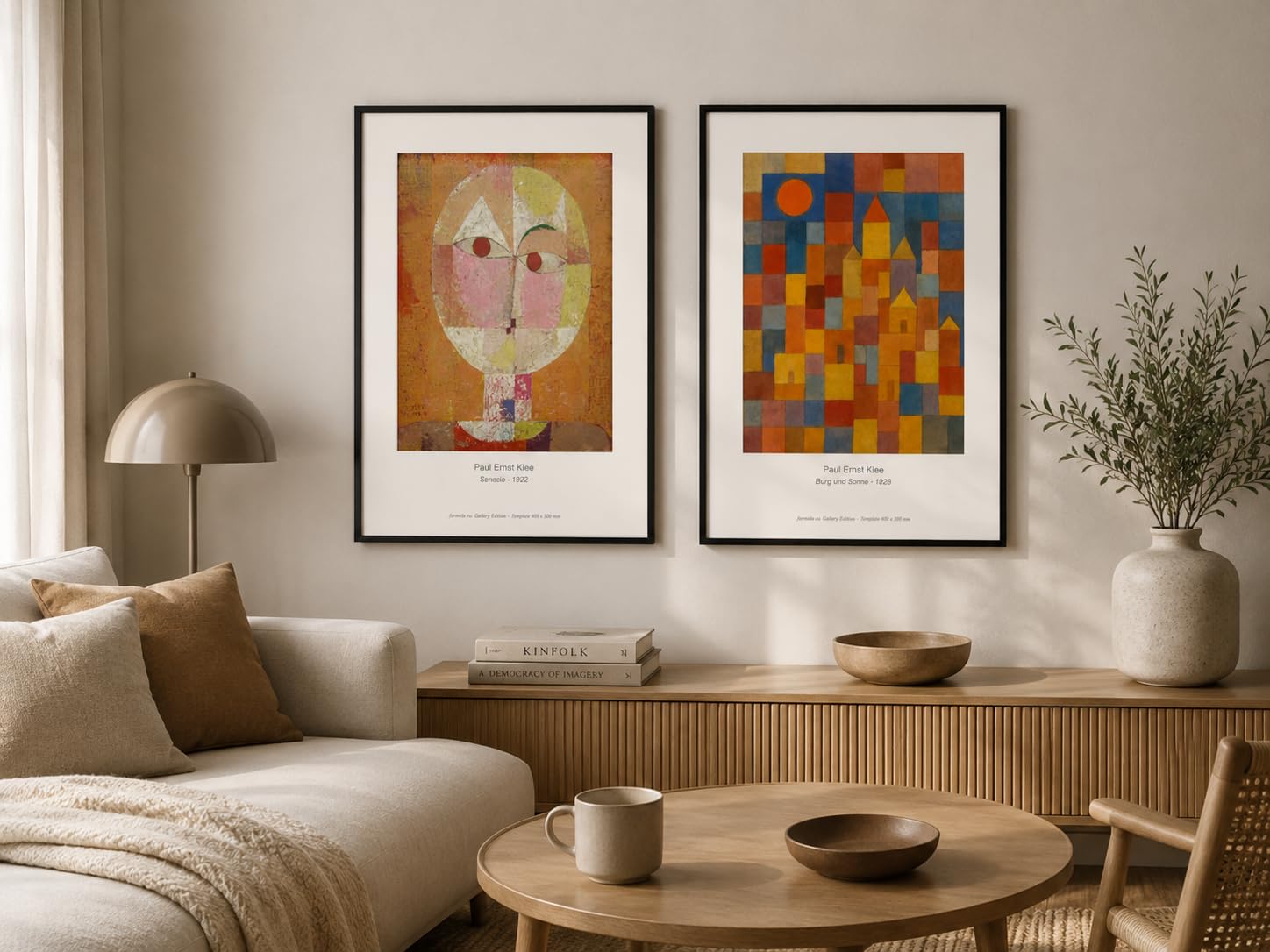 Generisch Paul Ernst Klee Kunstdrucke formida Poster Set Bilder mit Rahmen Wandbilder Wohnzimmer Büro Wanddeko Gerahmter Kunstdruck Bilder mit Rahmen A4 2er Set Wandbilder Rahmen 43 x 33 cm