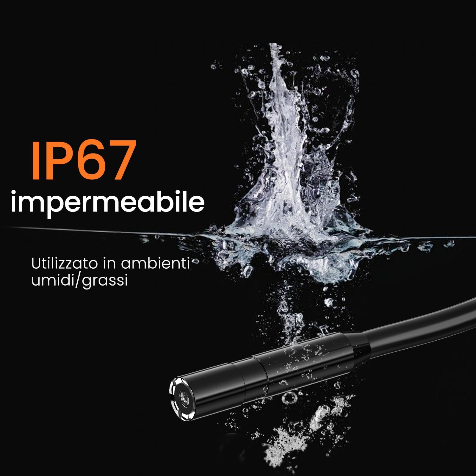 BlueSwan Telecamera Ispezione Tubi 4.3" IPS 1080P HD, Telecamera Endoscopica Impermeabile IP67, Cavo Semirigido 5m, 8 LED Regolabili, Zoom 2X e Rotazione 180°, Telecamera Ispezione Tubi e Auto