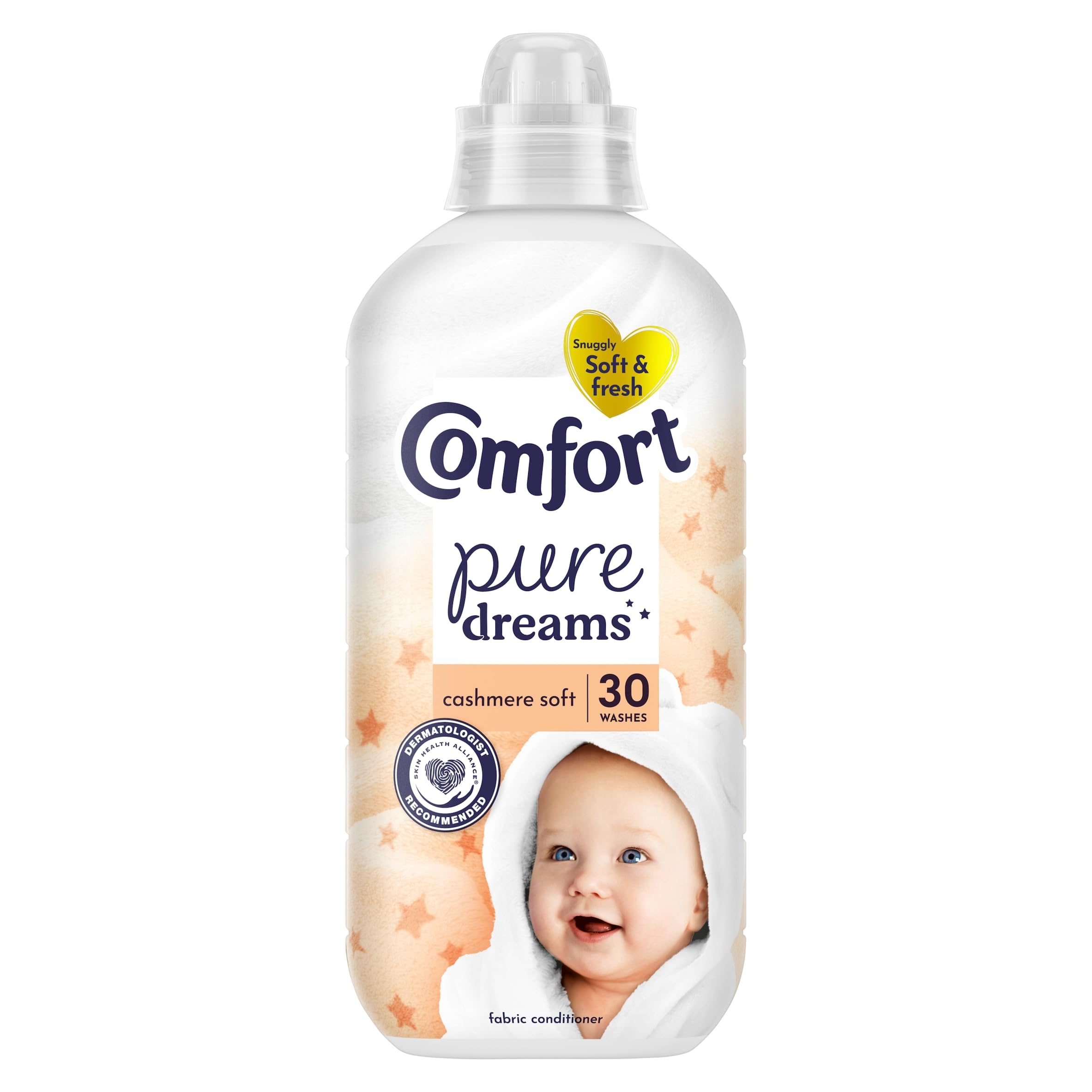 Comfort Pure Dreams Cashmere Soft Dermatologically Tested Fabric Softener Sensitive Fabric Softener Gentle on Sensitive Skin 30 Washes (900 ml)