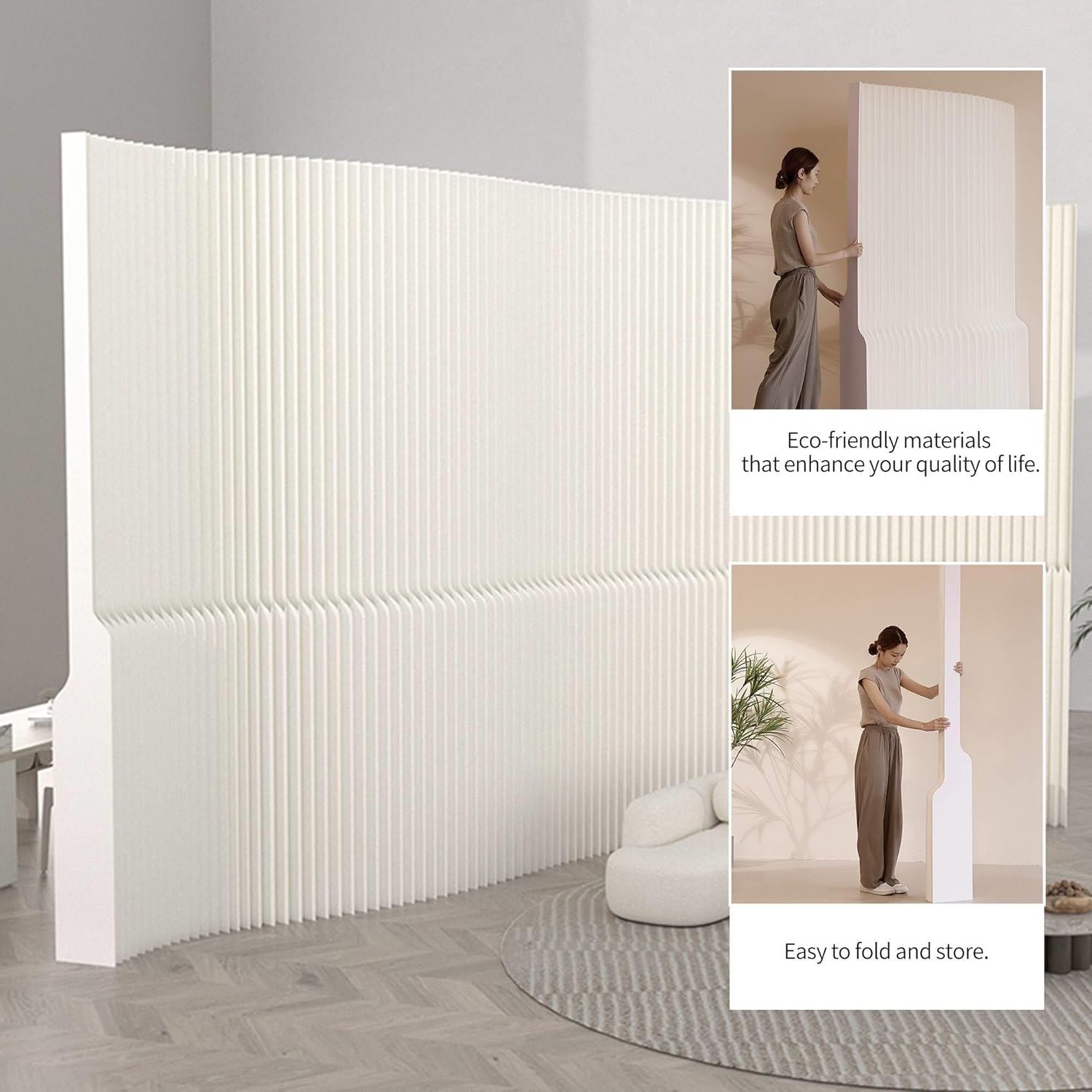 Folding Retractable Room Divider Panel, Adjustable Privacy Screen, Portable Paper Partition Wall Divider for Room Separation, Suitable for Various Scenarios, Offices, Party, Background, Salon