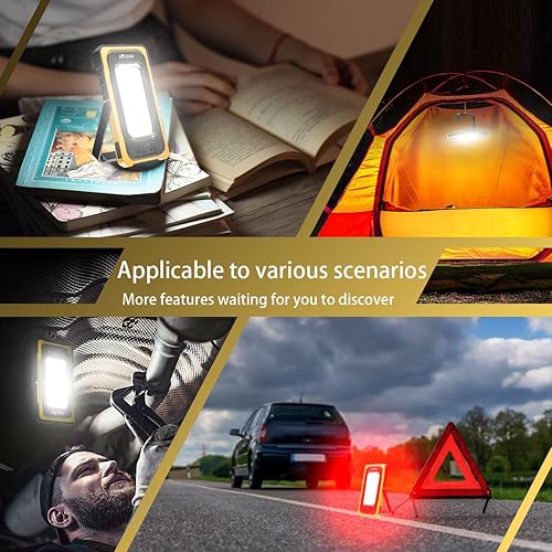 Miniatura 8 de WARSUN Luz de trabajo LED, luz de trabajo recargable, luz de trabajo magnética portátil, luces de inundación solares LED impermeables para acampar