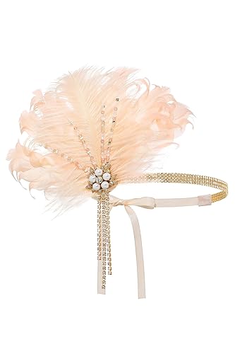 Miniatura 3 de BABEYOND Diadema de plumas Flapper para mujer, diadema de plumas estilo Gatsby de los años 20, accesorios vintage para mujer