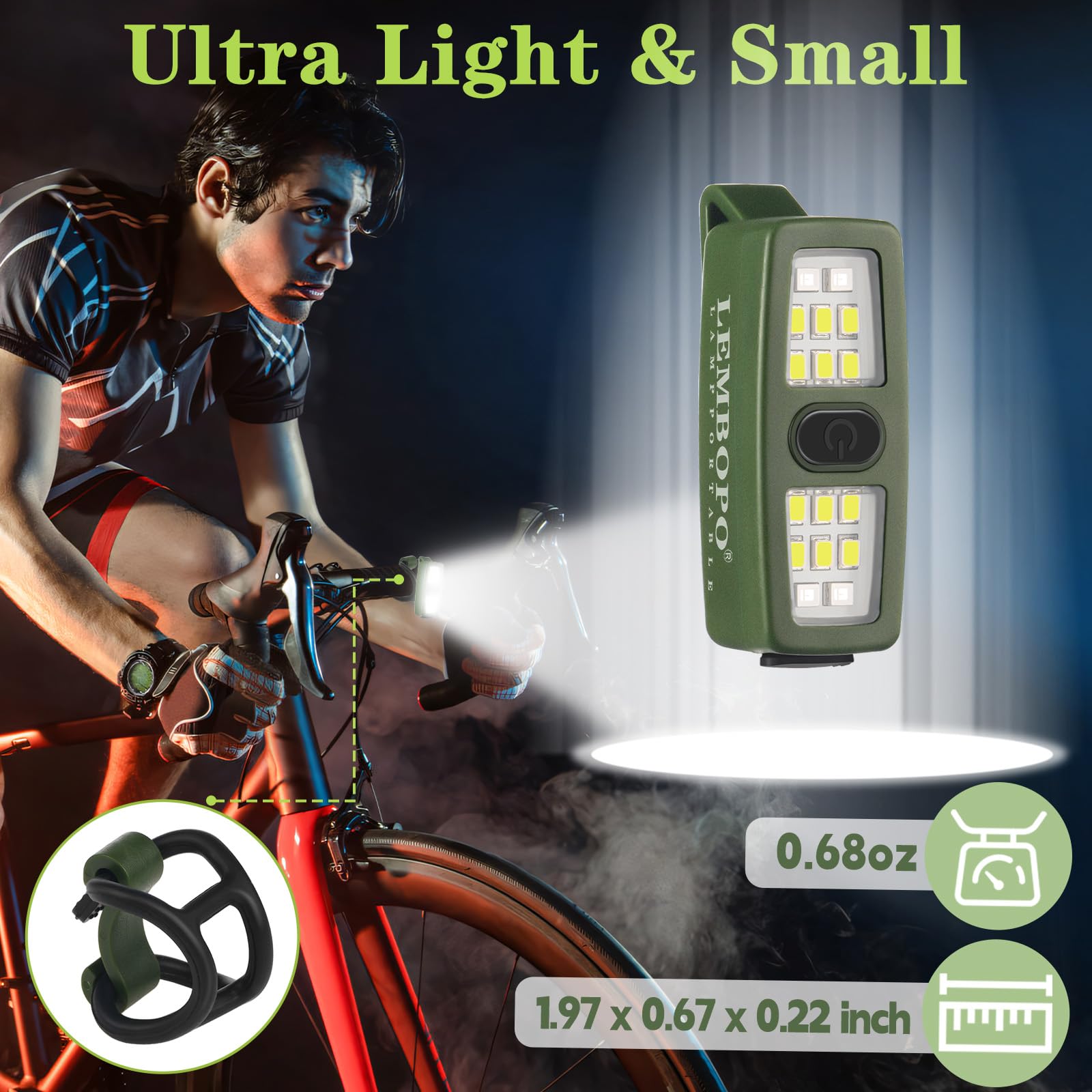 Pequeña linterna EDC recargable, luces de correr con clip, regalo para corredores, luces de seguridad para bicicleta para pasear perros por la noche, accesorios de correr manos libres para