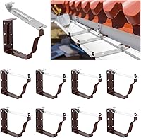 Moxweyeni 10-Pack 5-Inch Heavy Duty Aluminum Gutter Brackets Hangers with Pre-Inserted Screws - Hidden Brown Rain Gutter Supports