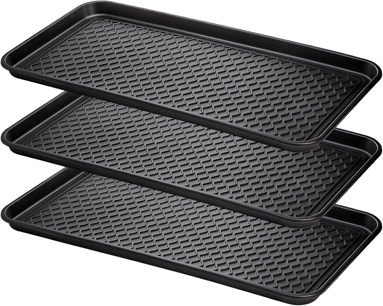 Fasmov 3 Pack Utility Boot Tray Mat Multi-Purpose Anti-Slip Tray Mat Boots, Dog Food Bowls, Gardening, Laundry, Kitchen, Garage, Entryway, 30 x 15 inches