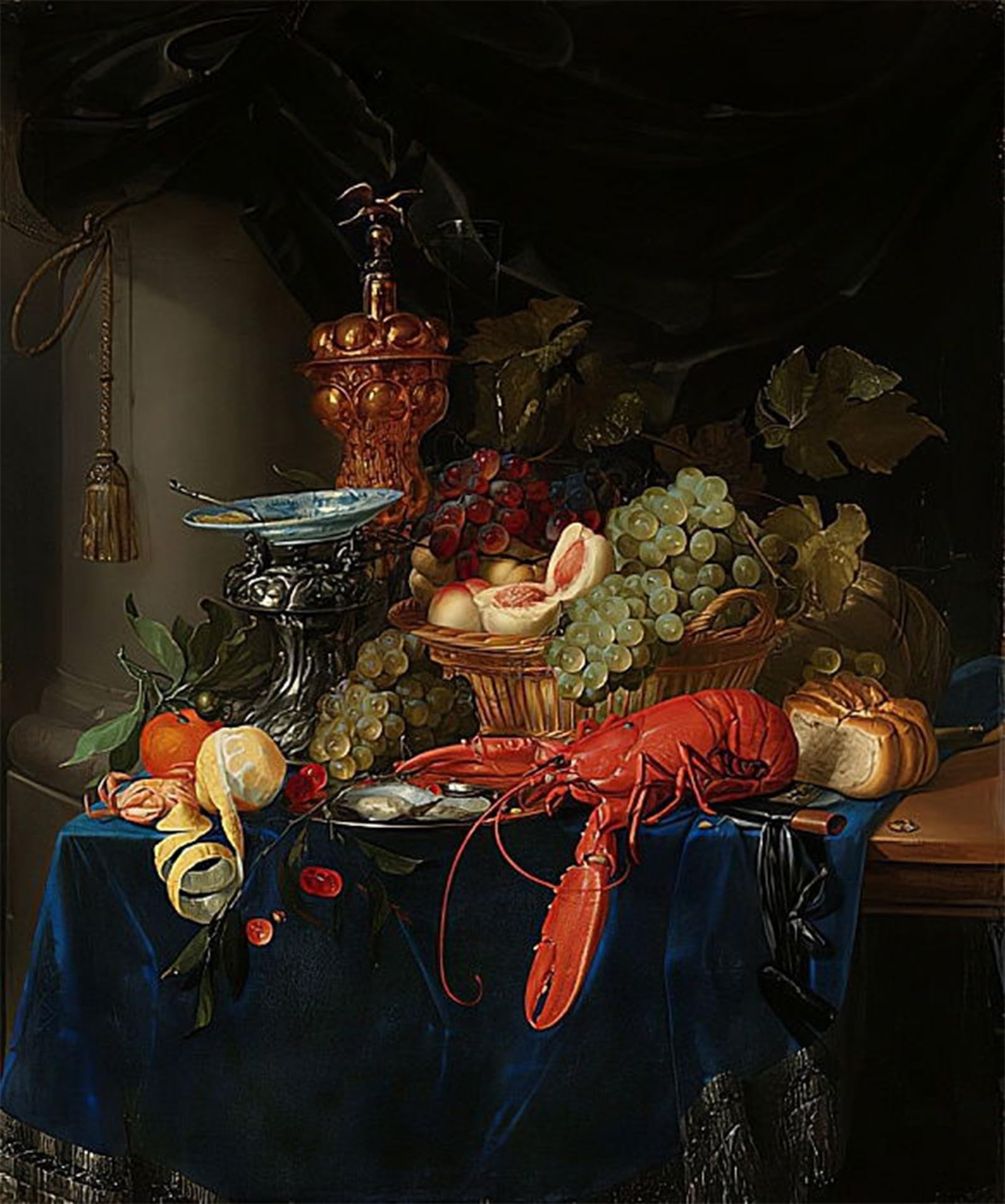 ARTXLXXBN Famous Painting Art Wall Decor Abstract Art Picture Still Life with Golden Goblet by Pieter De Ring Animal Pictures for Home Decor 60x90cm