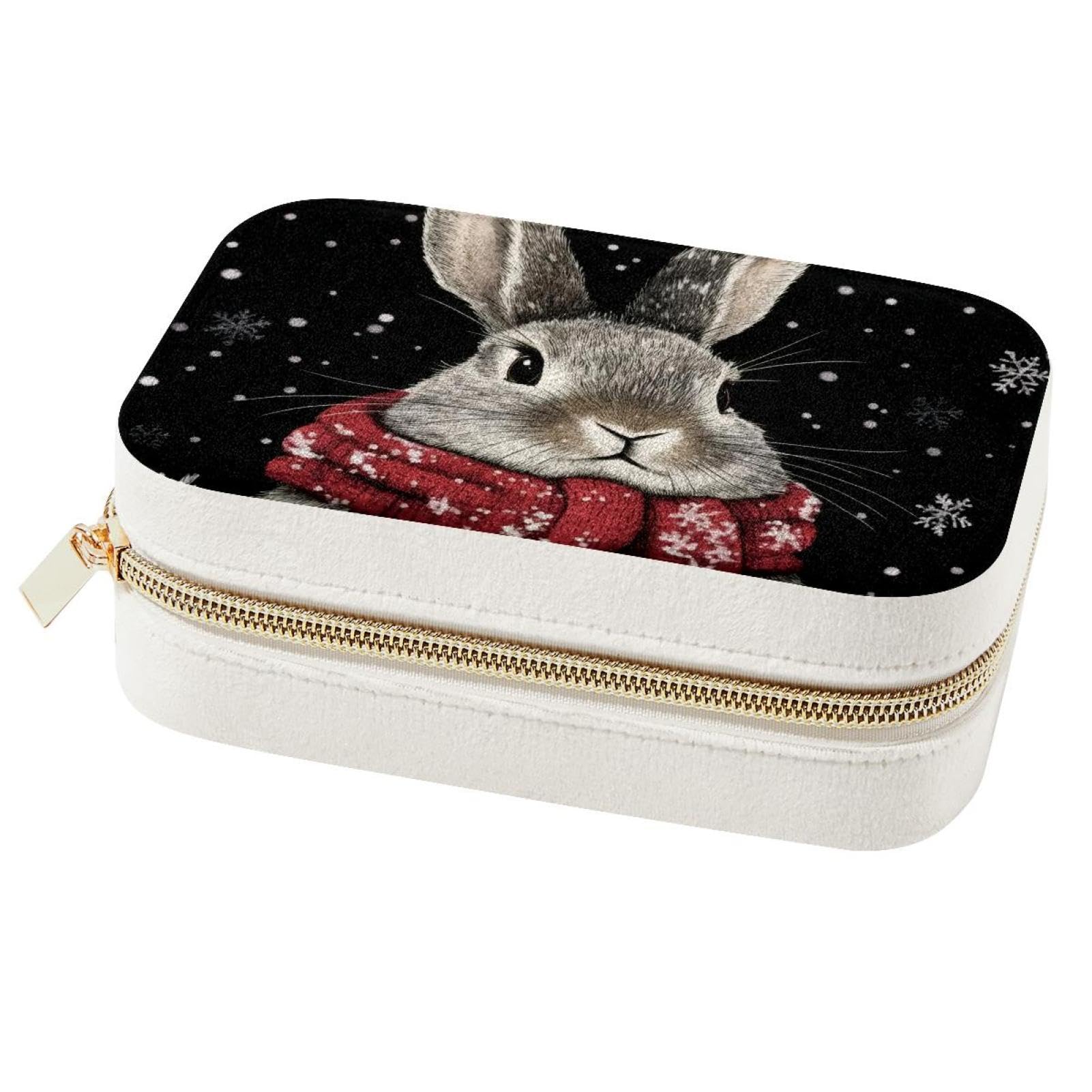 Boîte à bijoux demoiselle d'honneur : le cadeau de mariage délicat aux motifs lapin et flocon