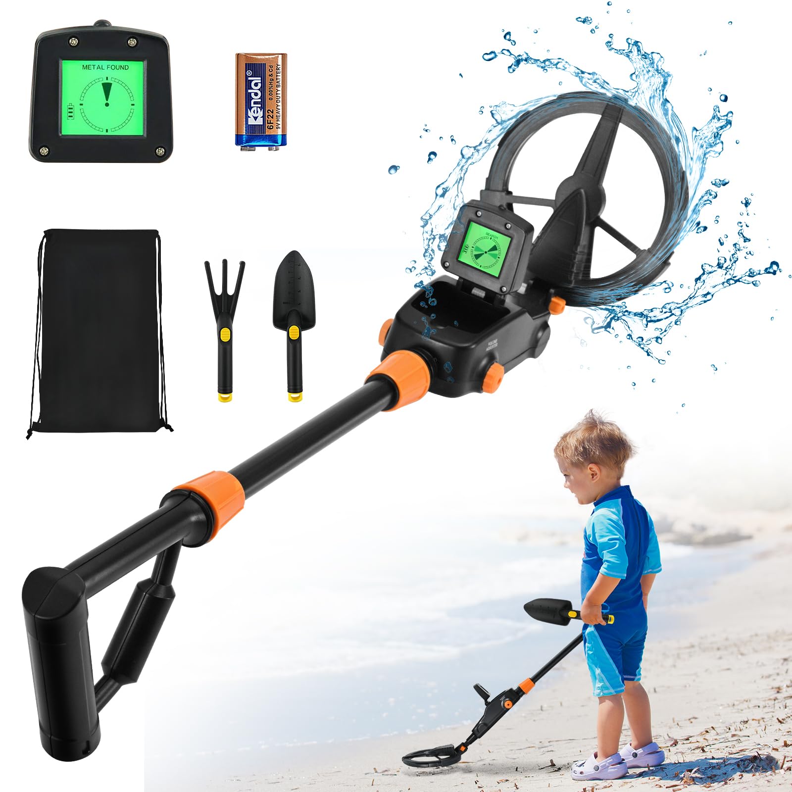 Detector de Metales Niños, Detectores de Metales Livianos con Pantalla LCD e Indicación de Sonido, Detector de Metales de Alta Precisión con Bobina de Búsqueda Impermeable para Niños o Principiantes
