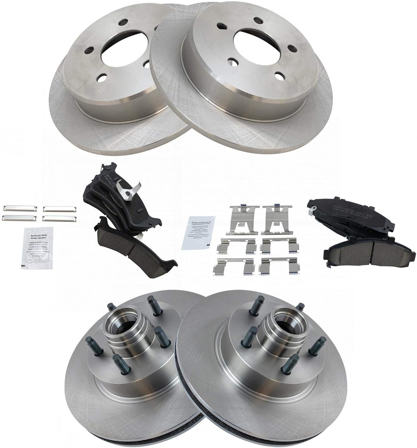 TRQ Front and Rear Brake Pad & Rotor Kit Brake Pads Brake Rotor Ceramic Compatible with 1995-2001 Ford Explorer 1998-2002 Ranger 1997-2001 Mercury Mountaineer