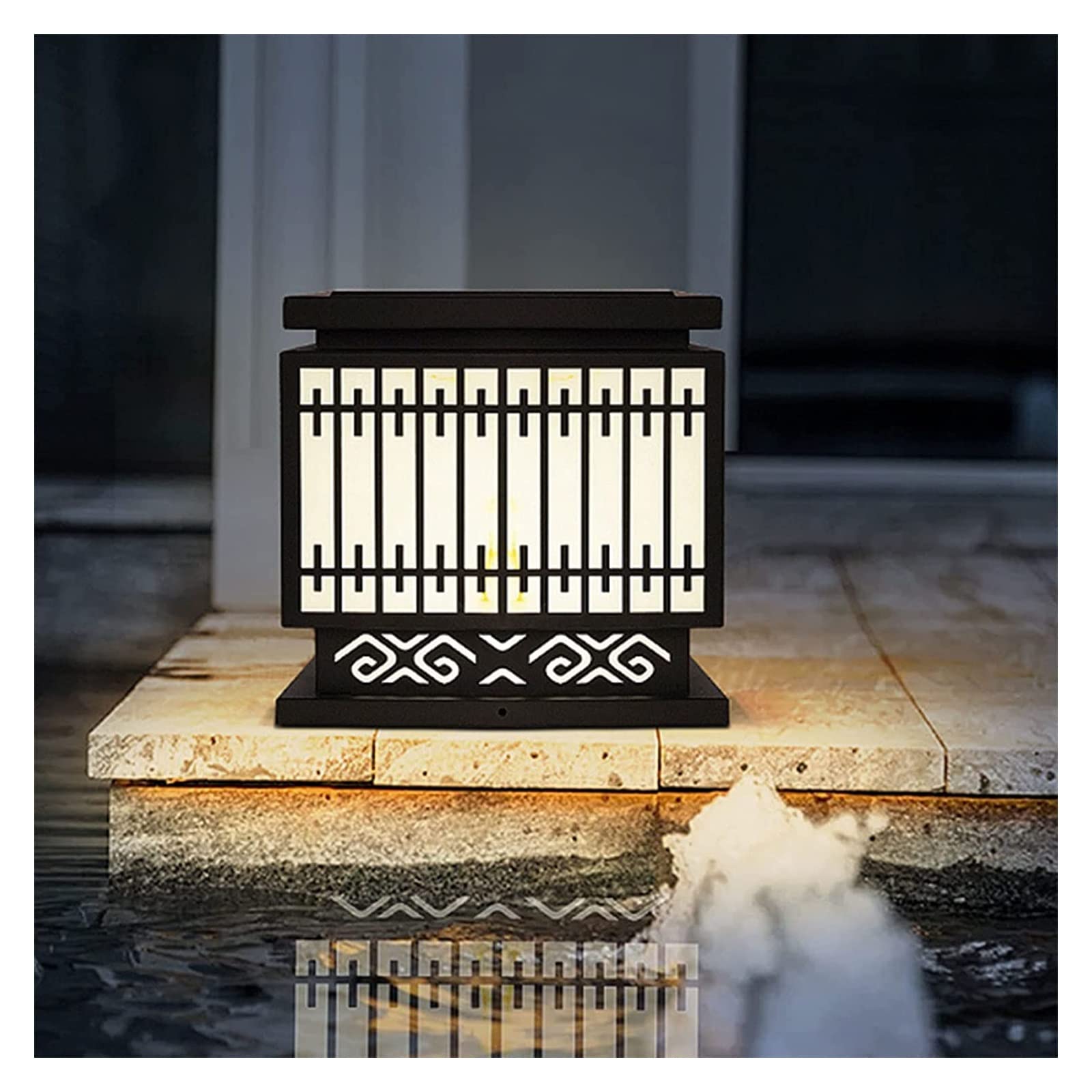 Lampade a colonna per esterni a luce da cortile, luci a palo per palo di recinzione Lampada a colonna per lanterna per la decorazione del giardino del patio a superficie piana con sorgente luminosa a