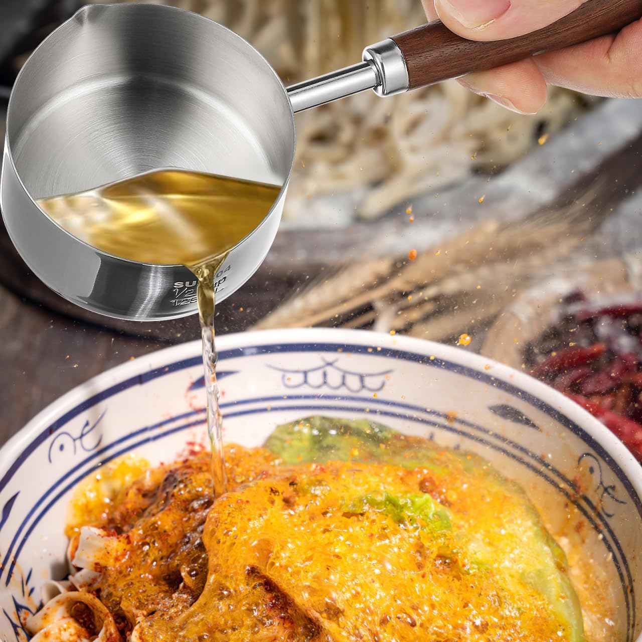 Alipis Stainless Steel Sauce Pan with Long Handle, 125ml Small Saucepan for Home Use, Ideal for Cooking Sauces and Heating Oil, Easy to Clean, Multi-Color