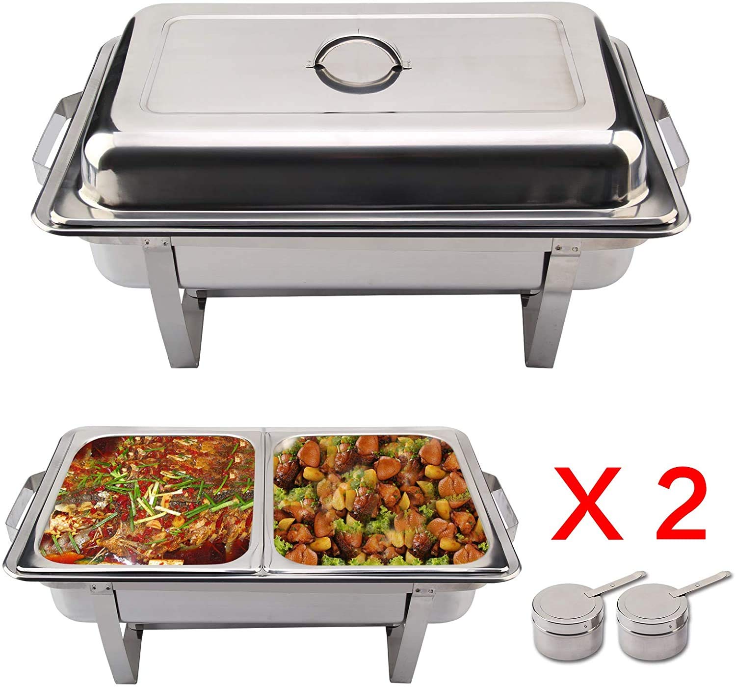 Buy Shoze Pack Of 2 Stainless Steel Large Chafing Dish Sets With 9L