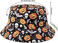 Vista 7 de Halloween Bucket Hat Beach Sun Hat Funny Fishing Hat for Women, Reversible Double-Side Wear