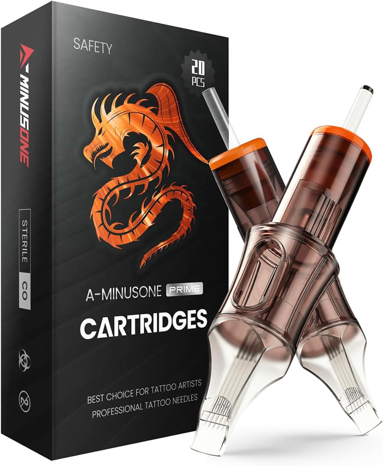 20 Pcs 1215RM Standard Disposable Tattoo Needle Cartridges - 20 Pack of Round Magnum Needles with Membrane Safety Cartridges for Tattoo Artists