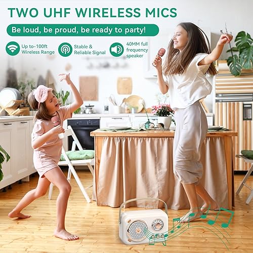 Miniatura 3 de Máquina de karaoke con 2 micrófonos para niñosadultos