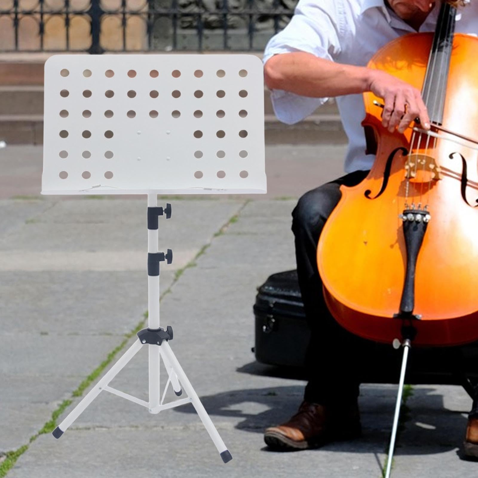 predolo Atril para Partituras Plegable Y Regulable en Altura para Guitarra, Ukelele, Violín, Profesional, Blanco